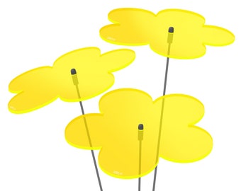 SUNPLAY capteur de soleil 3x 10 cm fleurs en jaune - 100% Made in Germany