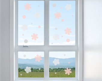 WANDKINGS "Fensteraufkleber Blumen im Retrolook" A4 Set- 100 % Made in Germany