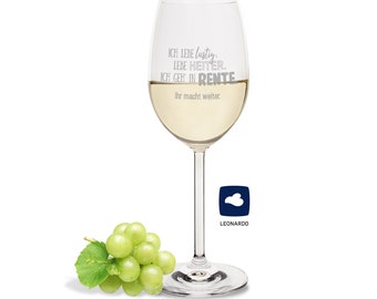 JUNIWORDS Leonardo Glas "Vivo allegro, vivo allegro. Vado in pensione. Tu vai avanti" Vino bianco Vino rosso Birra Long drink Acqua pensionati