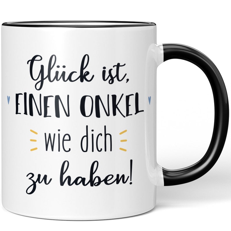 JUNIWORDS Mug Fortunato ad avere uno zio come te 100% Made in Germany immagine 1