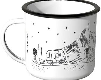 JUNIWORDS Enamel Mug "My Home Is - On the Go - 100% Made in Germany