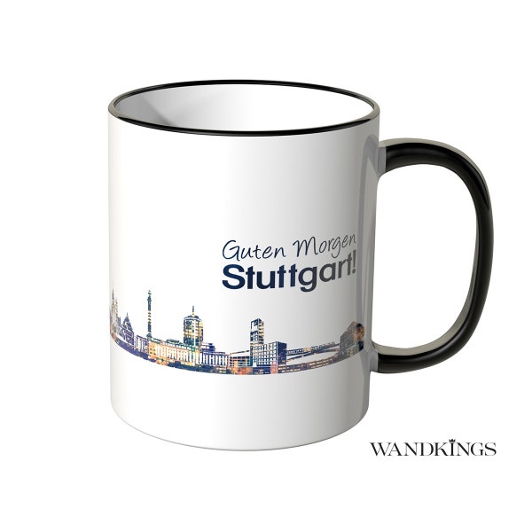 WANDKINGS Tasse "Nachtlichter Skyline Stuttgart" - 100 % Made in Germany