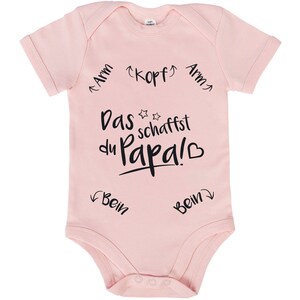 JUNIWORDS Babybody Das schaffst Du Papa Blau Rosa Weiß Schwarz 100 % Made in Germany Rosa/Light Pink