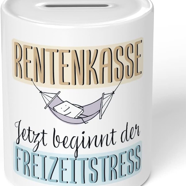 JUNIWORDS Spardose "Rentenkasse Jetzt beginnt der Freizeitstress" - 100 % Made in Germany