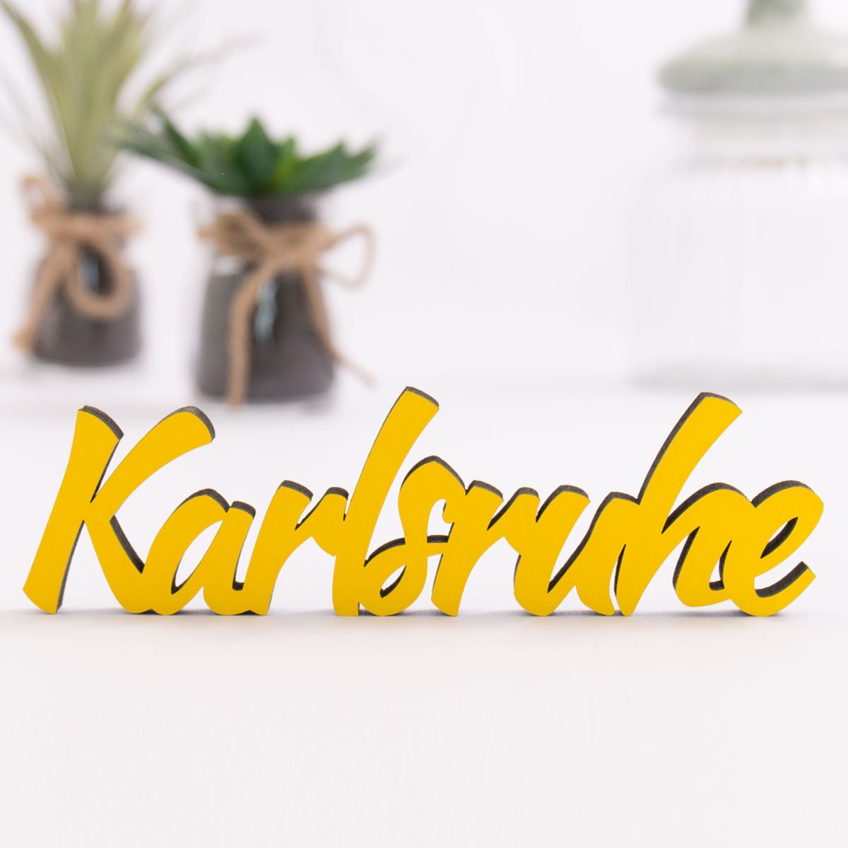 KLEINLAUT 3D-Schriftzug „Käffchen?“ – 25x7,1 Cm, Holz, 32 Farben Wählbar, Für Küche & Deko, Made In Germany