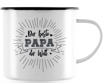 JUNIWORDS Émail Mug « Le meilleur papa du monde » - 100% Made in Germany