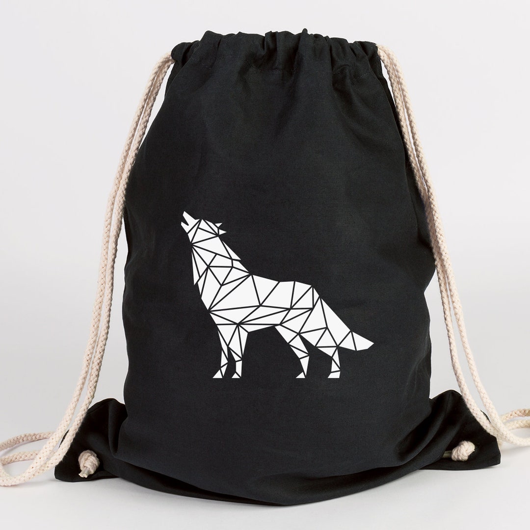 JUNIWORDS Jutebeutel Origami T-Rex - Natur Mit Schwarzem Motiv 38x42cm