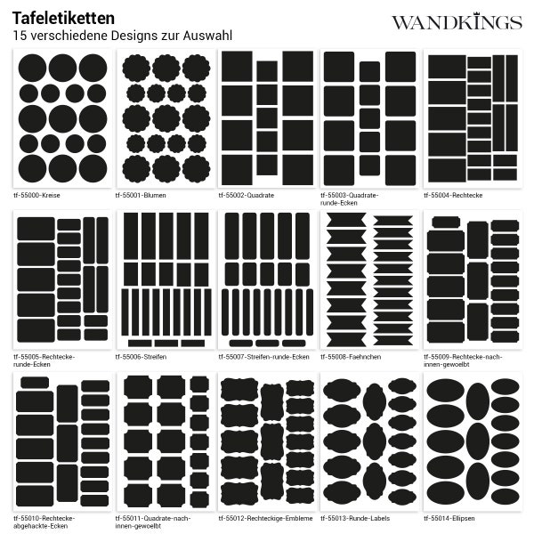 WANDKINGS - Tafelfolie  "Etiketten" verschiedene Designs - 100 % Made in Germany