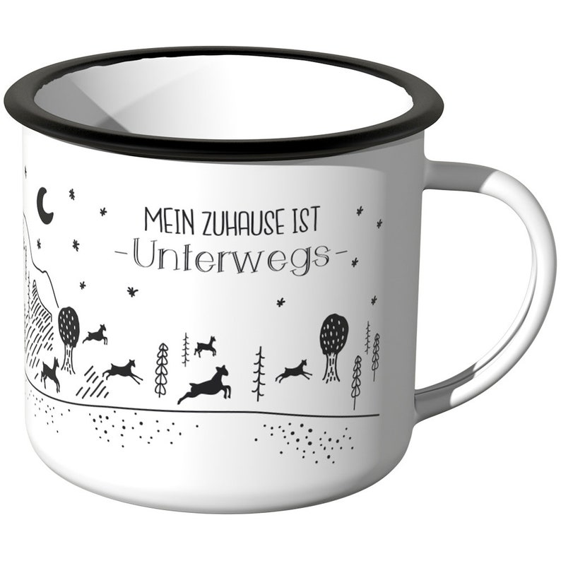 JUNIWORDS Emaille Tasse Mein Zuhause ist Unterwegs 100 % Made in Germany Bild 3