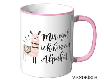 WANDKINGS Tasse "Mir egal, ich bin ein Alpaka!" Rosa - 100 % Made in Germany