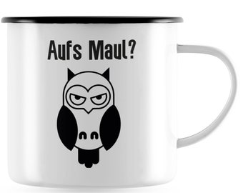 JUNIWORDS Emaille Tasse "Aufs Maul?" - 100 % Made in Germany