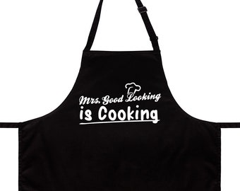 WANDKINGS Schürze "Mrs. Good Looking is Cooking" - 100% Made in Germany