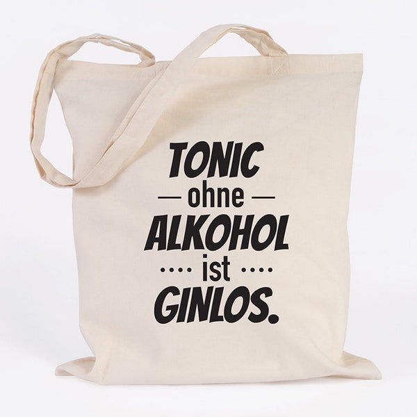 JUNIWORDS jute bag motif "Tonic without alcohol is Ginlos." - 100% Made in Germany