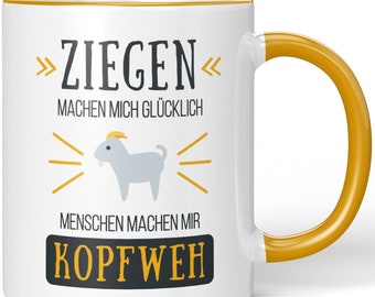 Mug JUNIWORDS "Les chèvres me rendent heureux Les gens me donnent mal à la tête" - 100% Made in Germany