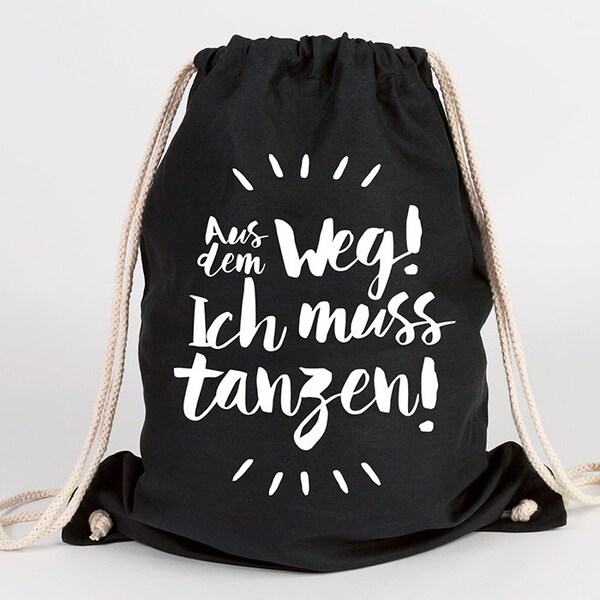 JUNIWORDS Turnbeutel "Aus dem Weg! Ich muss tanzen" - 100 % Made in Germany