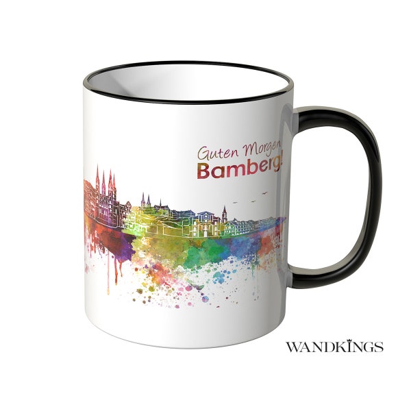 WANDKINGS Tasse "Aquarell Skyline Bamberg" - 100 % Made in Germany