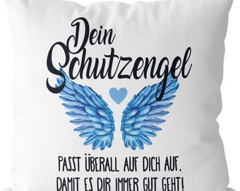 JUNIWORDS Kissen "Dein Schutzengel passt überall auf dich auf, damit es dir immer gut geht!" - 100 % Made in Germany