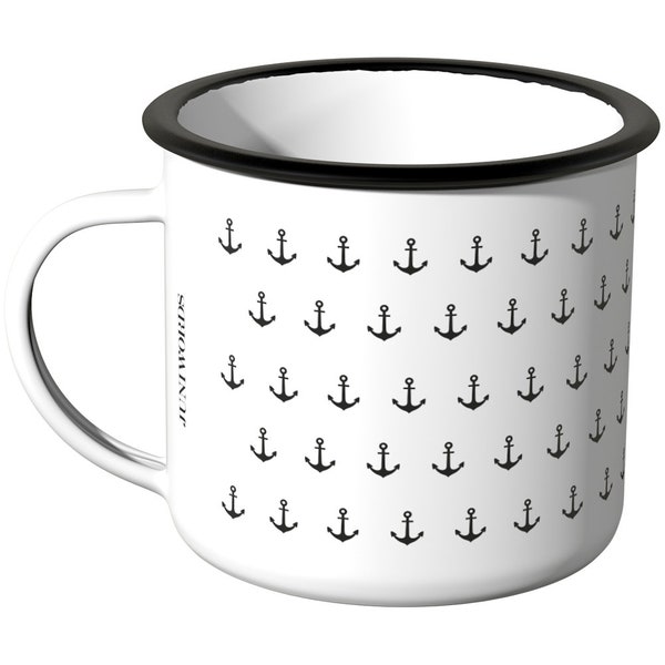 JUNIWORDS Emaille Tasse "Anker" - 100 % Made in Germany