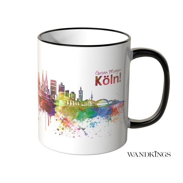 WANDKINGS mug "Watercolor Skyline Cologne" - 100% Made in Germany
