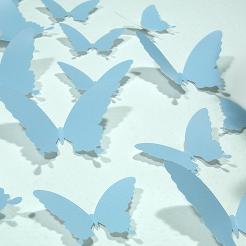 12x WANDKINGS 3D butterflies in light blue 100 % Made in Germany image 2