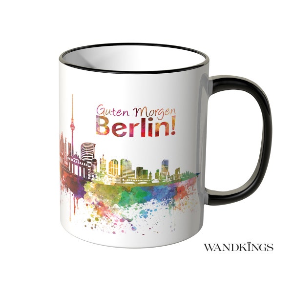 WANDKINGS Tasse "Aquarell Skyline Berlin" - 100 % Made in Germany