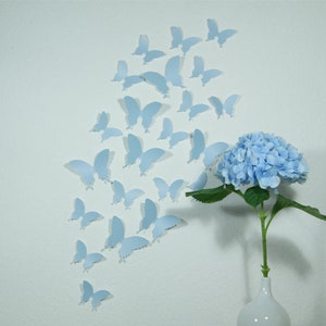 12x WANDKINGS 3D butterflies in light blue 100 % Made in Germany image 1