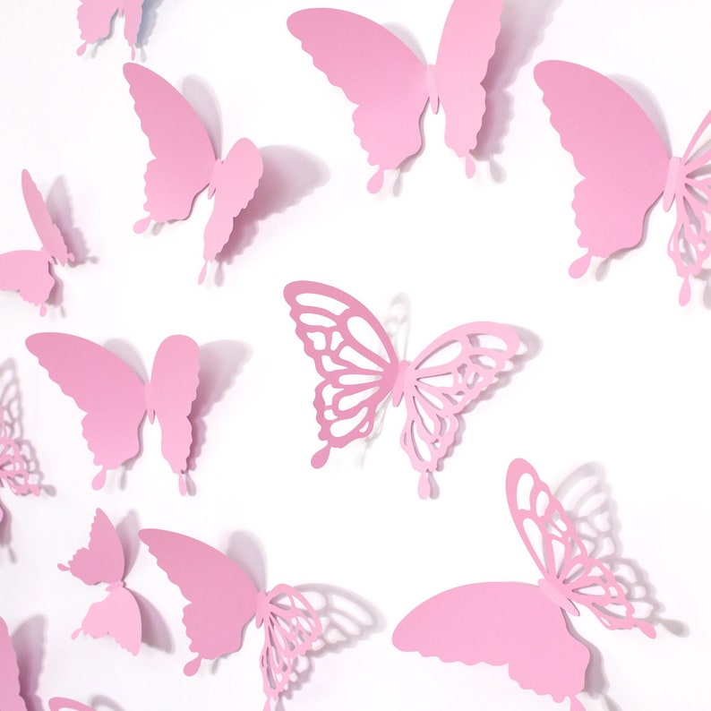 12x WANDKINGS 3D-Schmetterlinge rosa mit Muster 100 % Made in Germany Bild 2