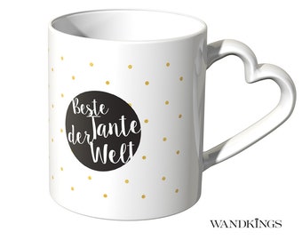 WANDKINGS Herz Tasse "Beste Tante der Welt Punkte" - 100 % Made in Germany