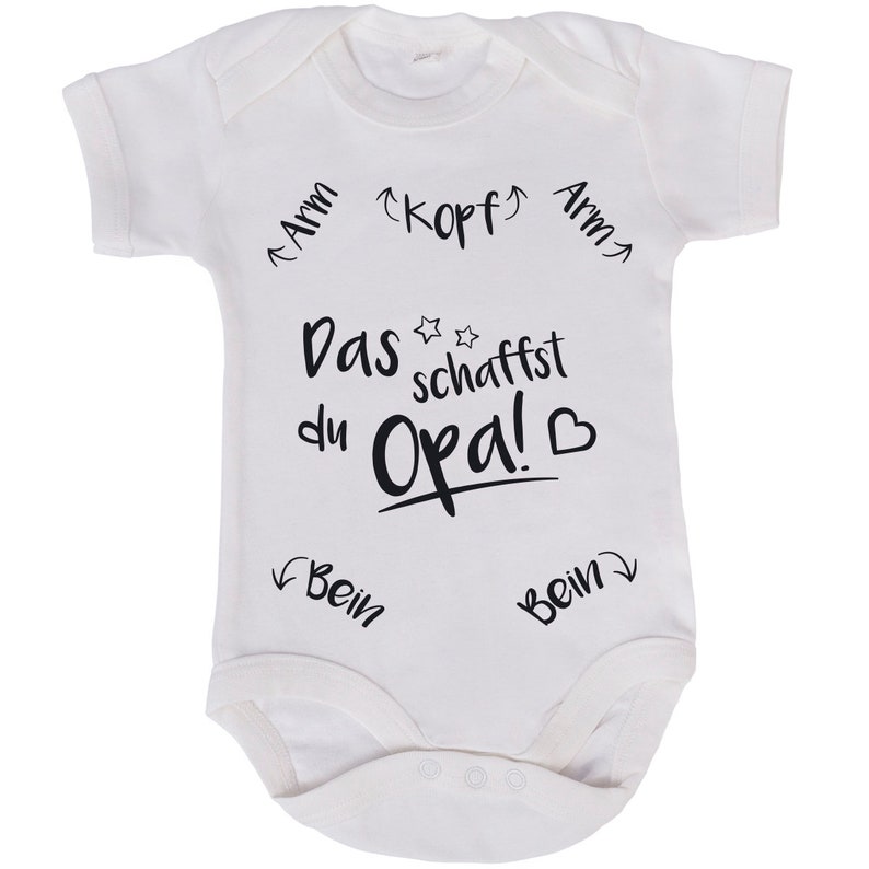 JUNIWORDS Babybody Das schaffst Du Opa Blau Rosa Weiß Schwarz 100 % Made in Germany zdjęcie 2