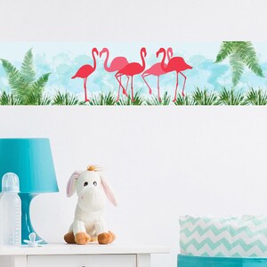 WANDKINGS rand Flamingo-Urban-Jungle 100% Made in Germany afbeelding 1