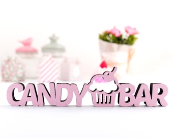 Lettrage en bois KLEINLAUT "Candybar" avec cupcake - 100% Made in Germany