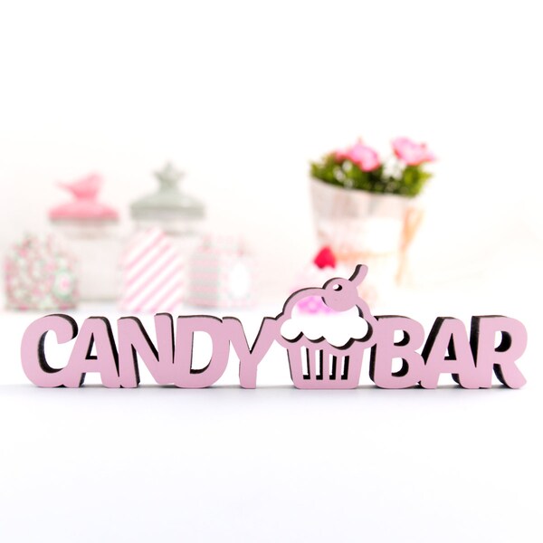 Lettrage en bois KLEINLAUT "Candybar" avec cupcake - 100% Made in Germany