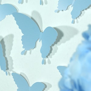 12x WANDKINGS 3D butterflies in light blue 100 % Made in Germany image 3