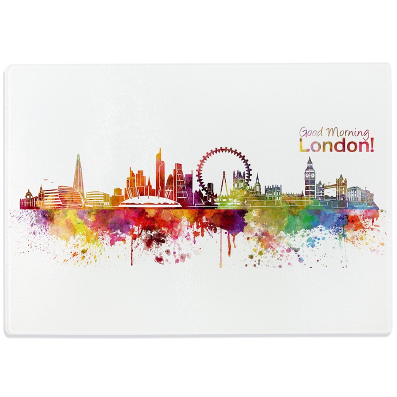 WANDKINGS glass cutting board Skyline London 100% Made in Germany image 2