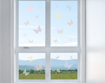 WANDKINGS "Fensteraufkleber Schmetterlinge in Pastellfarben" A4 Set- 100 % Made in Germany