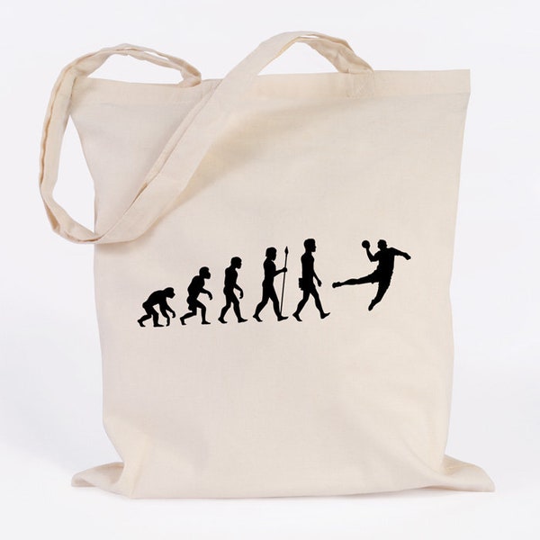 JUNIWORDS Jute Bag Motif "Evolution Handball" - 100 % Made in Germany