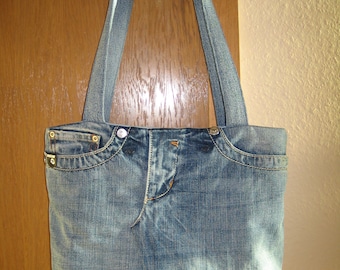 Jeanstasche upcycling Schultertasche  Shopper