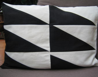 Pillow, jeans, scandinaviaan style, black/white, geometric pattern