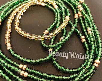 Money Green and Gold Waist Beads