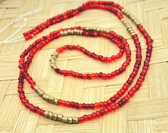 Red Lunar waist beads/ red gold tummy waist beads/belly chains/ belly beads/ waist chains/ African waist beads/ weight loss waistlet