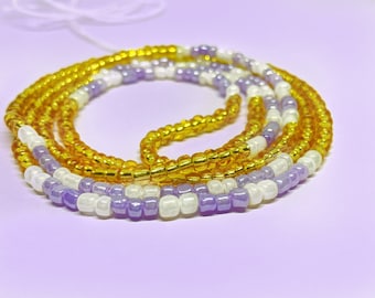 Amethyst crystal inspired waist bead/ FREE crystal/ African waist bead/ tummy waistlet/ weight loss crystal waist bead/ cute gold waist bead
