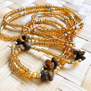 Golden Tigers Eye crystal waist beads/belly beads/weight tracker waist chains/ African waist beads/ tummy waistlet/ cute waist beads