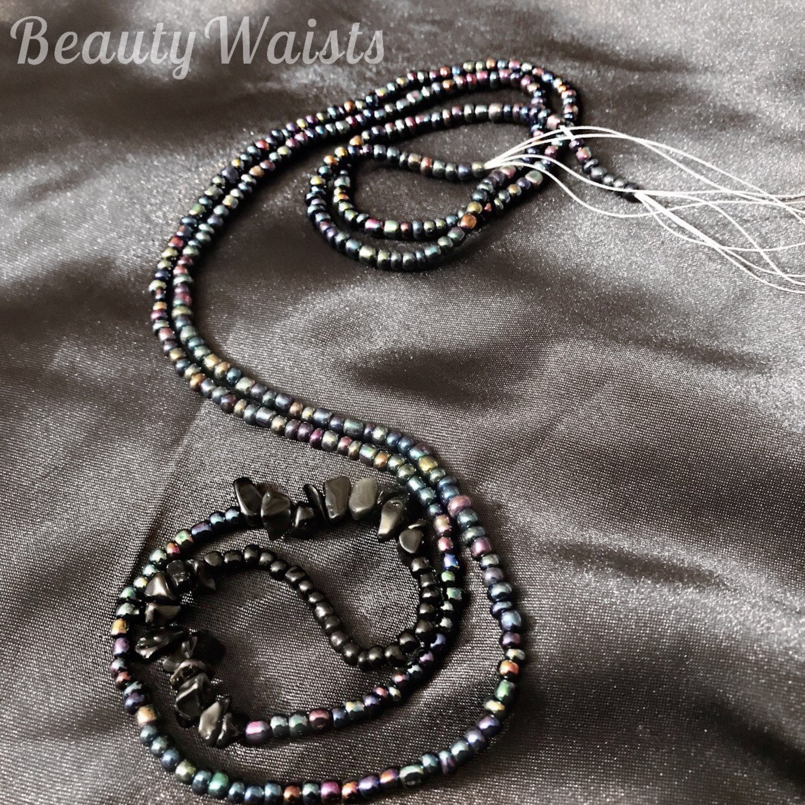 Black Obsidian Rainbow Waist Beads/belly Beads/ Waist Chains/ Etsy