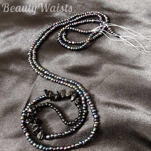 Black Obsidian Rainbow waist beads/belly beads/ waist chains/ tummy bead/ weight loss trainer/ healing crystal jewelry/ waist bead africa