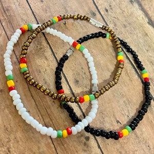 Culture Rasta Anklets Black, Bronze, White anklet/ Stretchy Beaded Anklets For Women/ Unique Simple Style Anklet bracelet