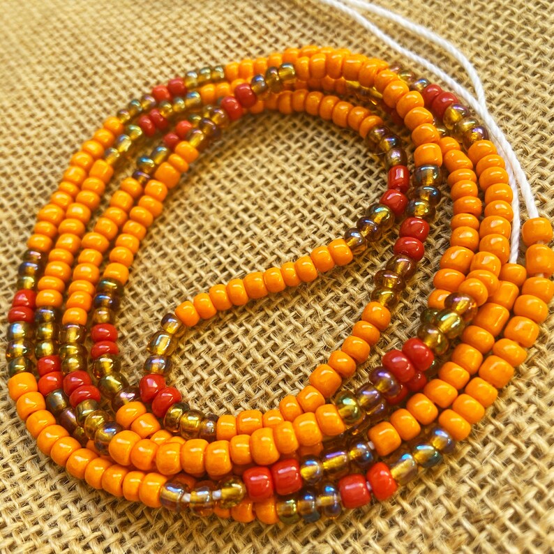Sangria Waist Beads/orange Red Brown Waist Bead/ Weight Loss Etsy
