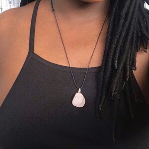 Tumbled Rose Quartz necklace/ Raw Rose Quartz necklace/ crystal necklace