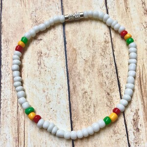 Anklets Rasta Culture Rasta Anklets Black, Bronze, White Anklet/ Stretchy Beaded ...