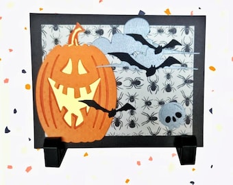 Halloween Jack O Lantern Cards, Kids, Handmade Bats and Ghosts