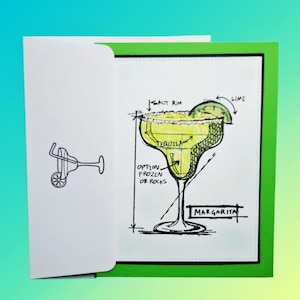 Celebration Margarita Card, Personalize for Retirement or Birthdays, Matching Margarita Envelope, Customize Inside Sentiment